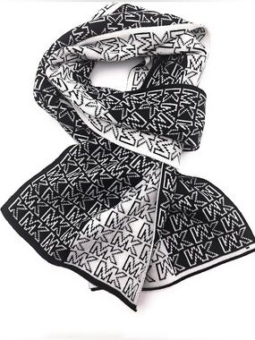Michael Michael Kors Black White Reversible Mirror MK Logo Scarf